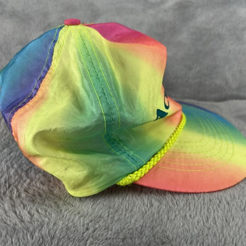 Vintage Otto Cap Accel Rainbow Nylon Rope Hat Multicolor Snapback Retro 80s Cap
